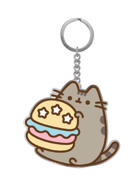 Pusheen 10th Anniversary Burger Metal Keychain