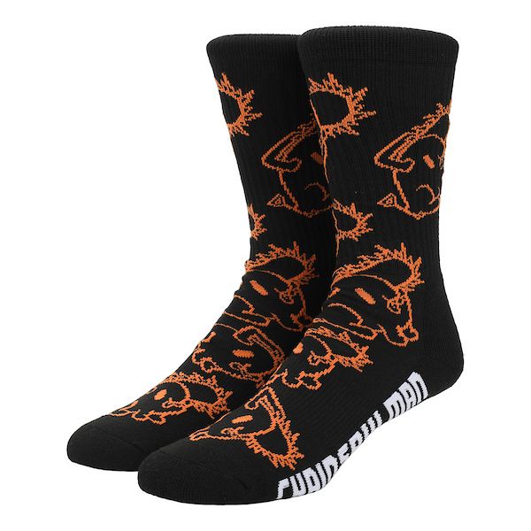 Pochita Chainsaw Man Kanji on Black Crew Socks