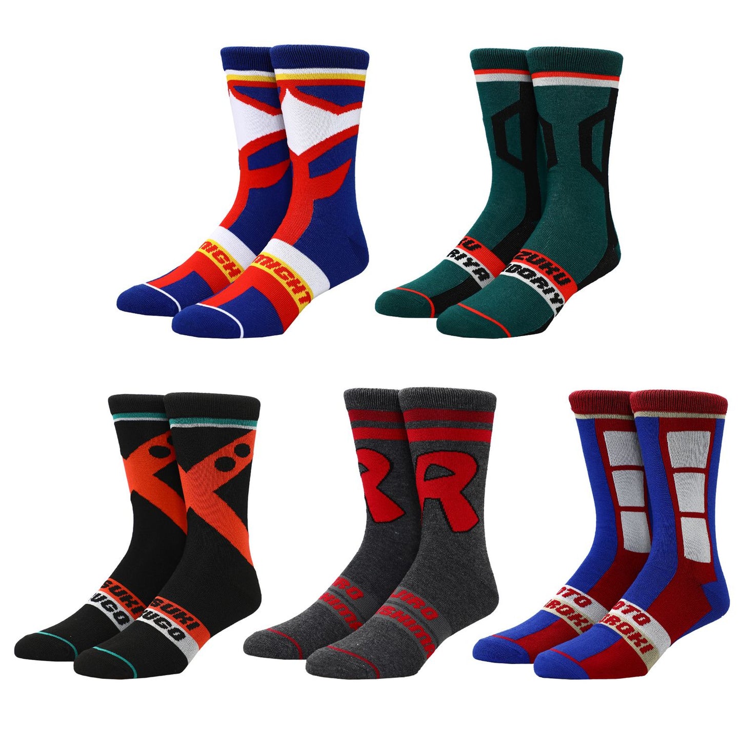 My Hero Academia Character Themed 5 Pack Crew Socks