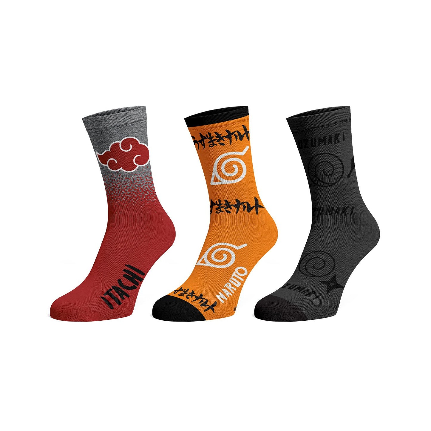 Naruto Themed 3 Pack Crew Socks in Gift Box