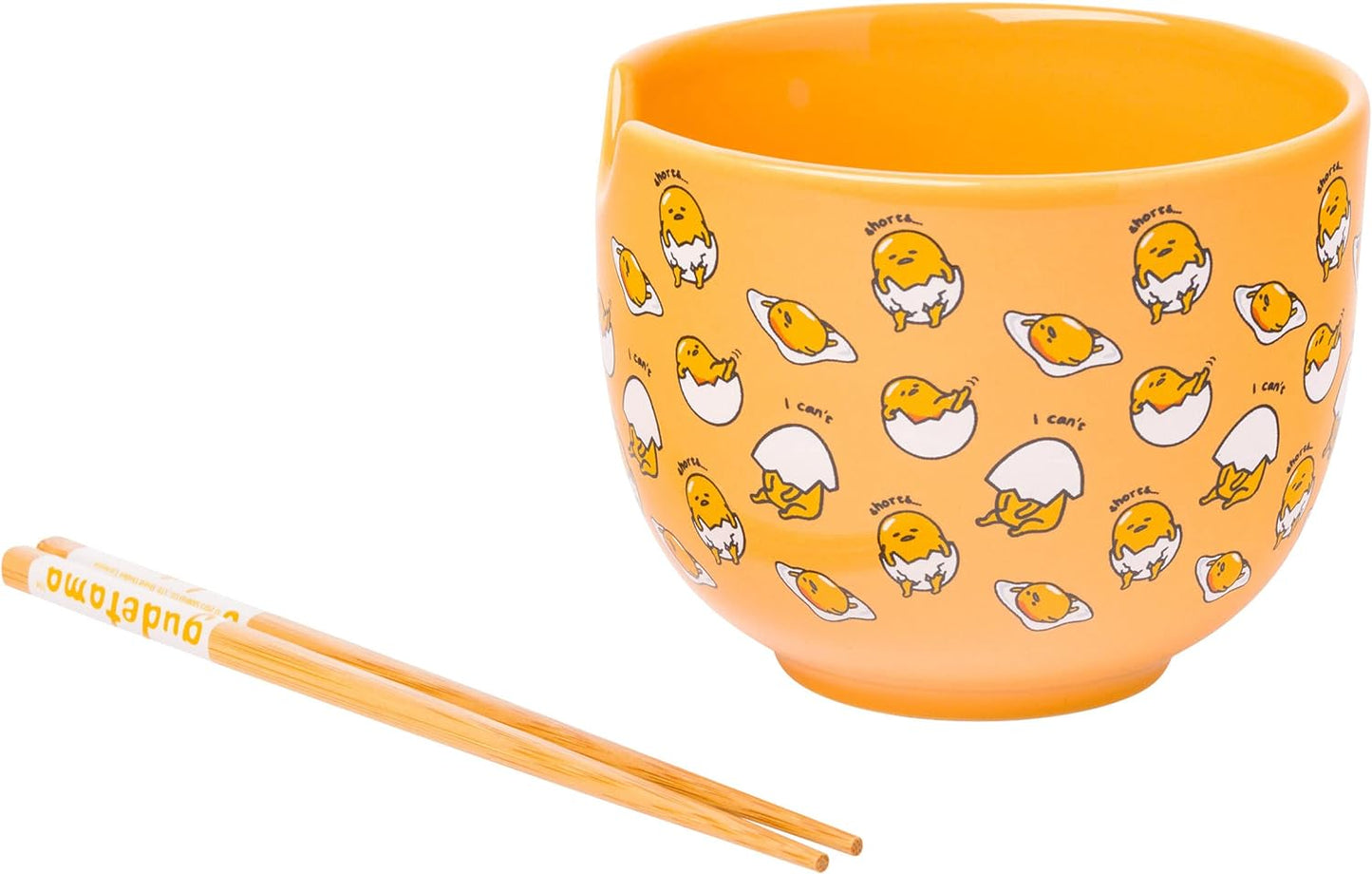 Sanrio Gudetama I Can't 20z Ceramic Ramen Bowl With Chopsticks