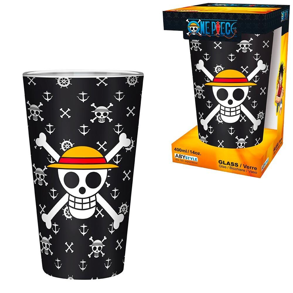 One Piece Skull and Luffy 400ml Large Glass