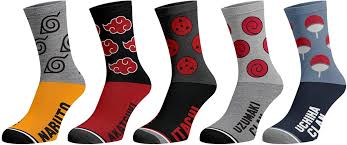 Naruto 5 Pack Men's Multicolor Mid-Calf Crew Socks
