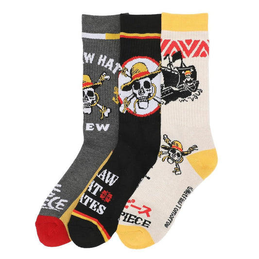 One Piece Skull Logos 3 Piece Crew Socks
