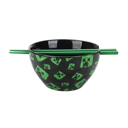 Minecraft Creeper Ceramic Ramen with Chopsticks