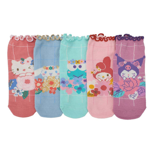 Hello Kitty & Friends Floral Character Art 5-Pair Women's Ankle Socks