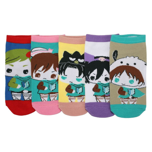 Hello Kitty x Attack on Titan 5-Pairs Ankle Socks Pack