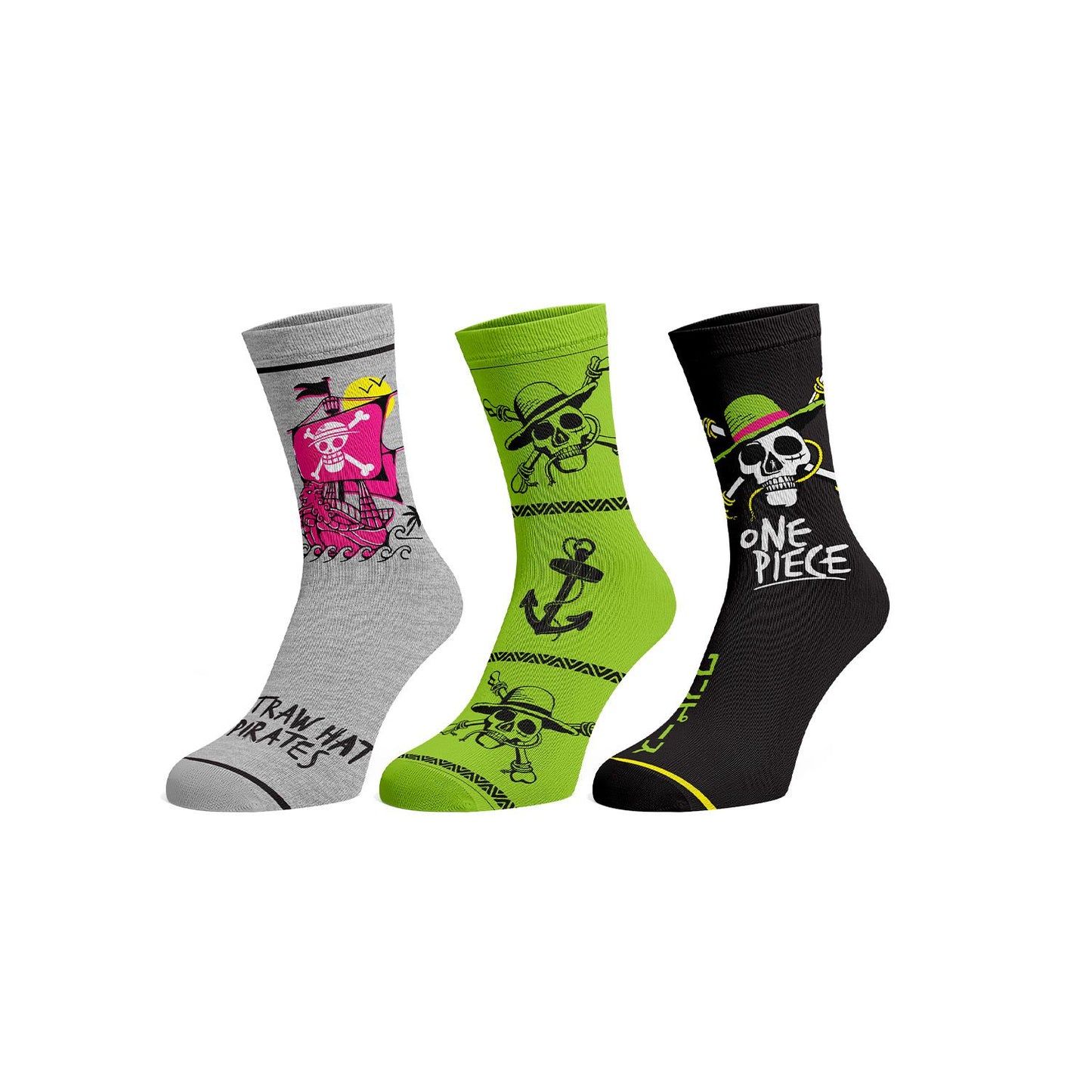 One Piece 3 Pack Crew Socks