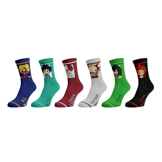 My Hero Academia 6-Pair Character Crew Socks