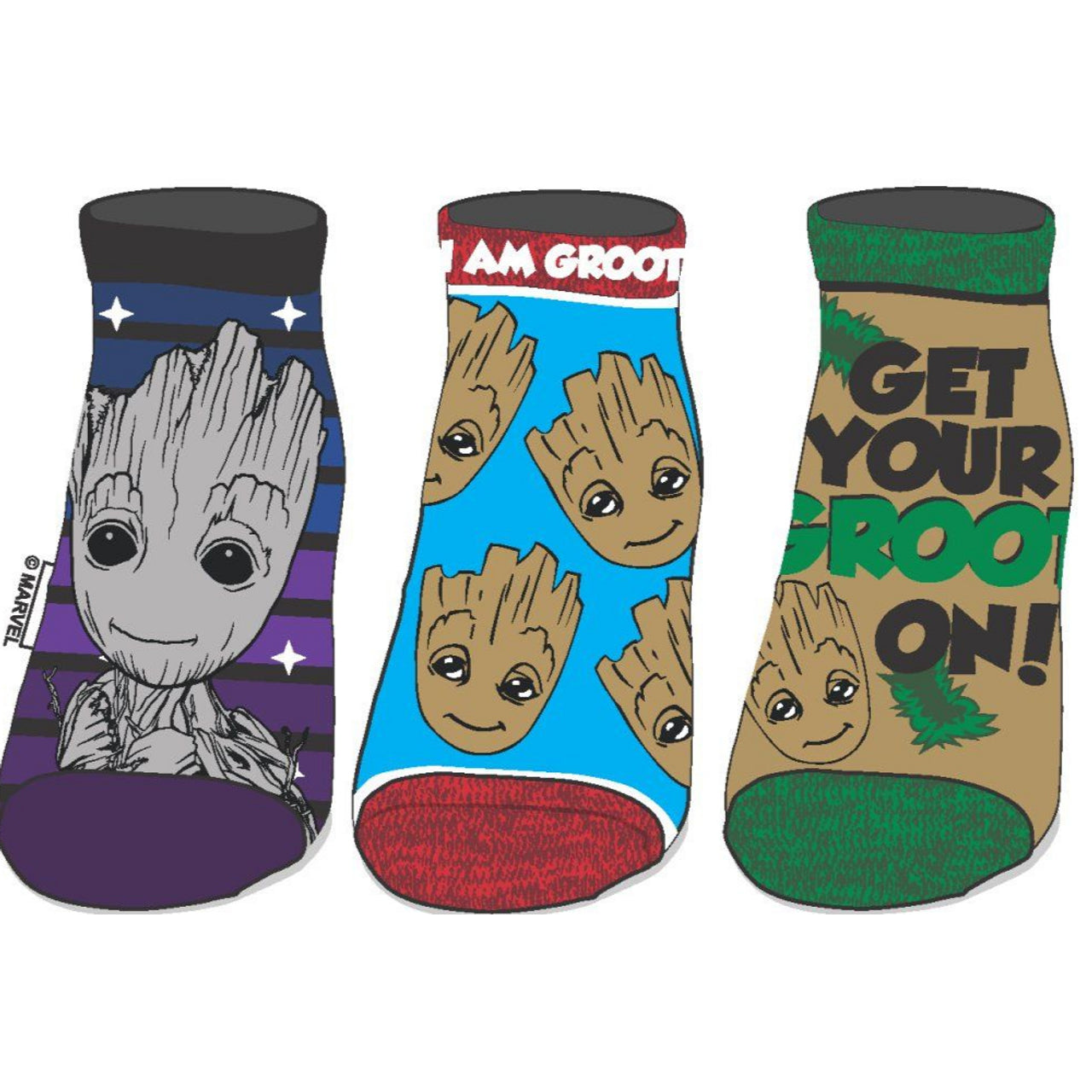 Marvel Guardians of the Galaxy Groot 3-Pair Ankle Socks Pack