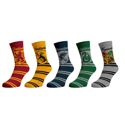 Harry Potter House Crests on Varsity Stripes Crew Sock 5 Pack