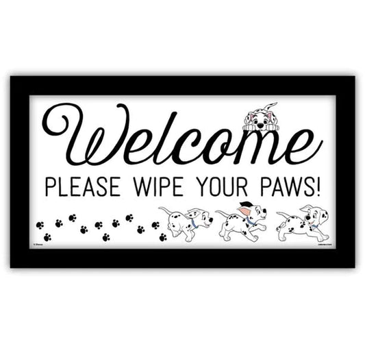 Bienvenue Veuillez essuyer vos pattes Disney Dalmatiens 10" x 18" Art mural