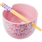 Hello Kitty and Friends My Melody and Kuromi Pastel Flowers 20-ounce Ceramic Ramen Bowl with Chopsticks