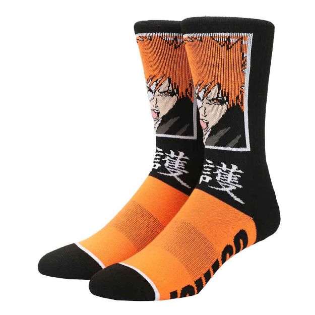 Bleach Ichigo Orange And Black Athletic Socks