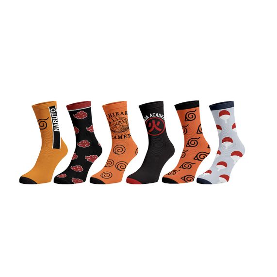 Naruto Logo 6-Pack Crew Socks Set