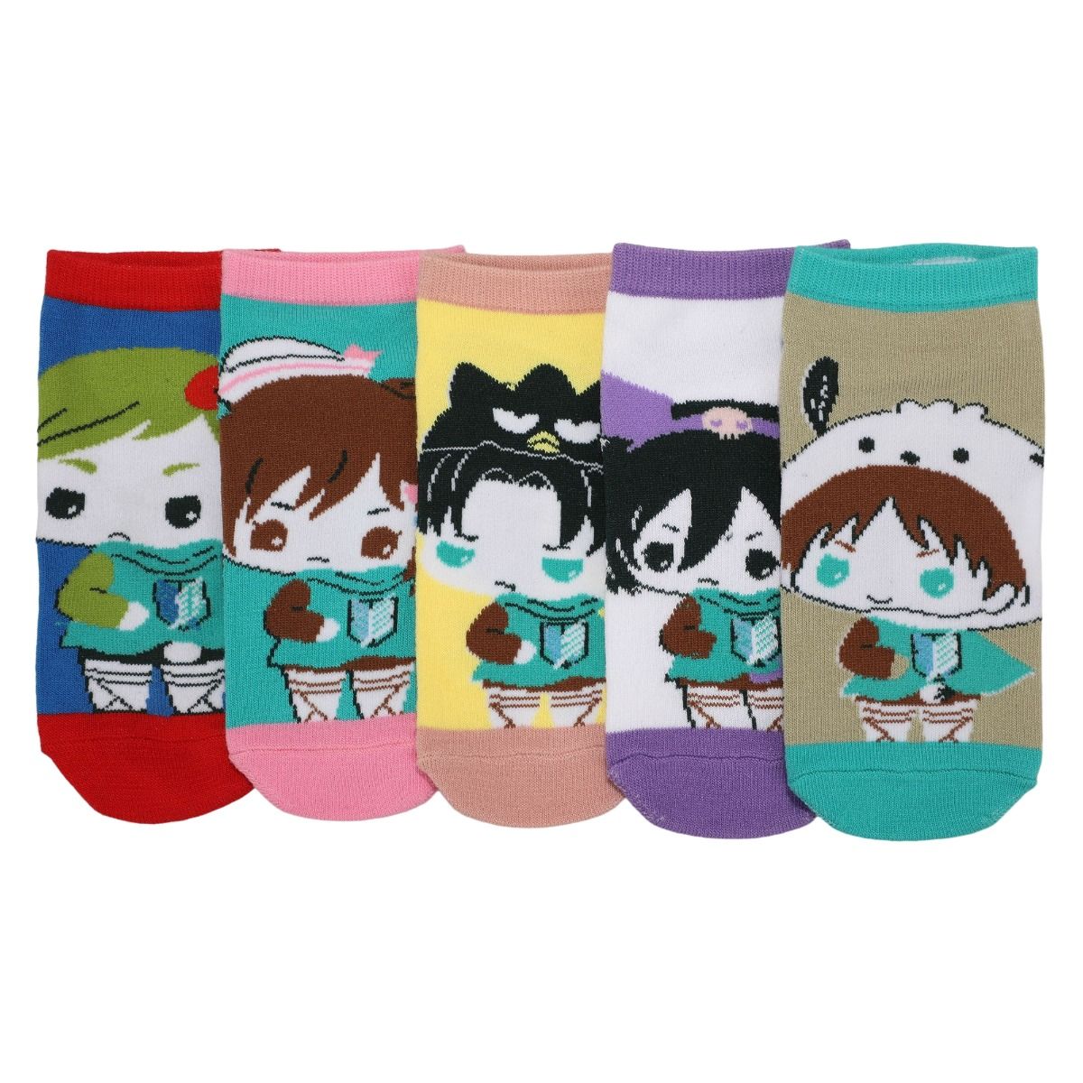 Hello Kitty X Attack on Titan 5-Pairs Ankle Socks Pack