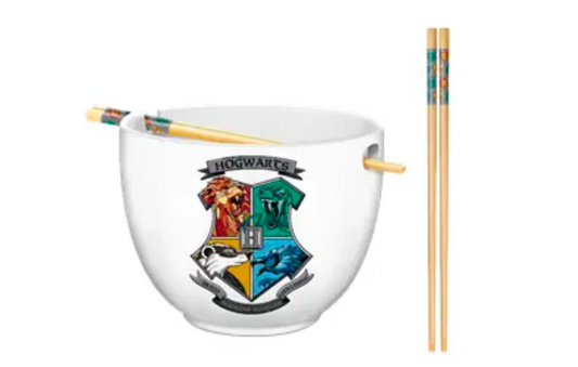 Harry Potter Hogwarts 20z Ceramic Ramen Bowl with Chopsticks