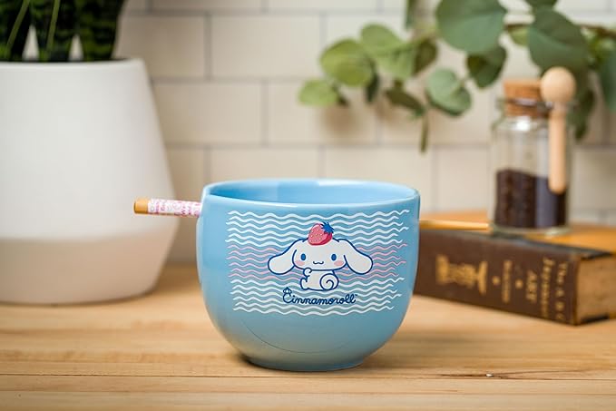 Cinnamoroll Sanrio 20z Ramen Bowl w’ Chopsticks – Strawberry