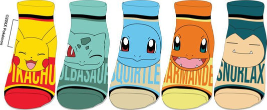 Pokémon 5-Pair Starters Pikachu Snorlax Ankle Socks
