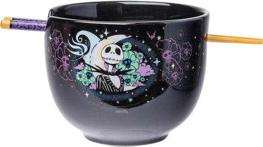 Nightmare Before Christmas Starry Night Jack Skellington 20-ounce Ceramic Ramen Bowl with Chopsticks