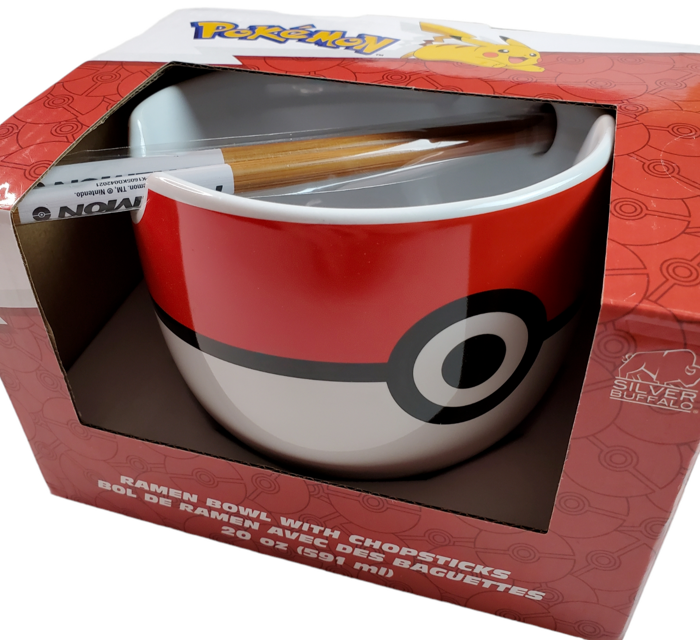 Nintendo Pokemon Pokeball 20oz Ceramic Ramen Bowl With Chopsticks