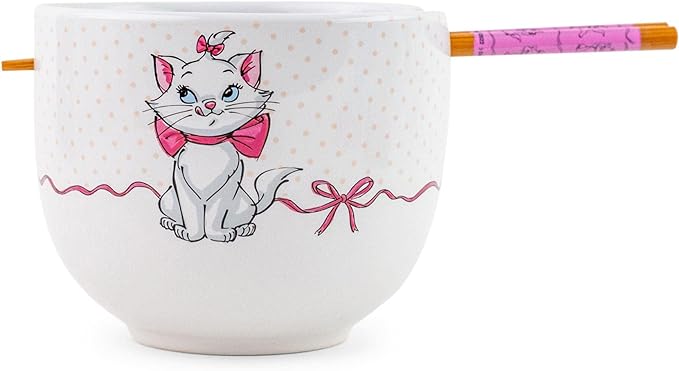 Disney Aristocats Marie Ceramic Ramen Bowl with Chopsticks