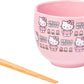 Hello Kitty Flowers 20z Ceramic Ramen Bowl with Chopsticks