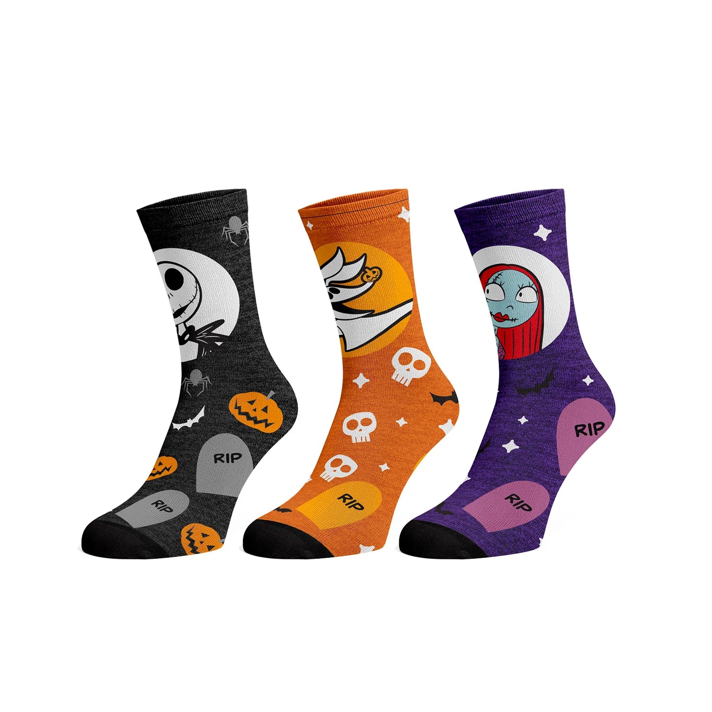 Nightmare Before Christmas Jack, Sally, Zero 3-Pair Crew Socks