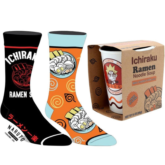 Naruto 2-Pair Pack of Crew Socks in Noodle Cup Gift Box