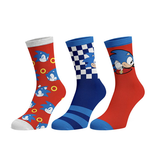 Sega Sonic the Hedgehog Character Socks 3 Pack