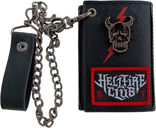 Stranger Things Hellfire Club Metal Badge And Screen Print Chain Wallet