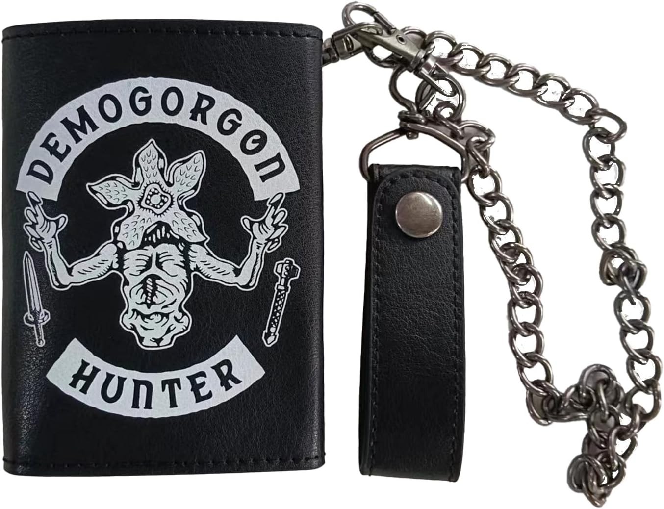 Stranger Things Hellfire Club Metal Badge And Screen Print Chain Wallet