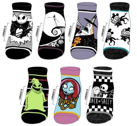 Nightmare Before Christmas Full Week of Socks 7-Pack Ankle Socks Gift Set