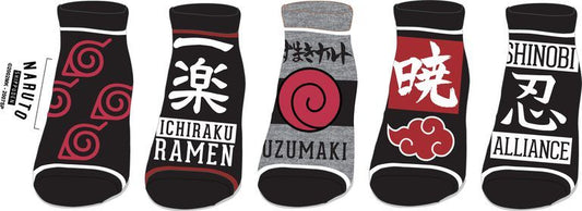 Naruto Mixed Art Symbols 5 Pack Ankle Socks