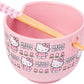 Hello Kitty Flowers 20z Ceramic Ramen Bowl with Chopsticks