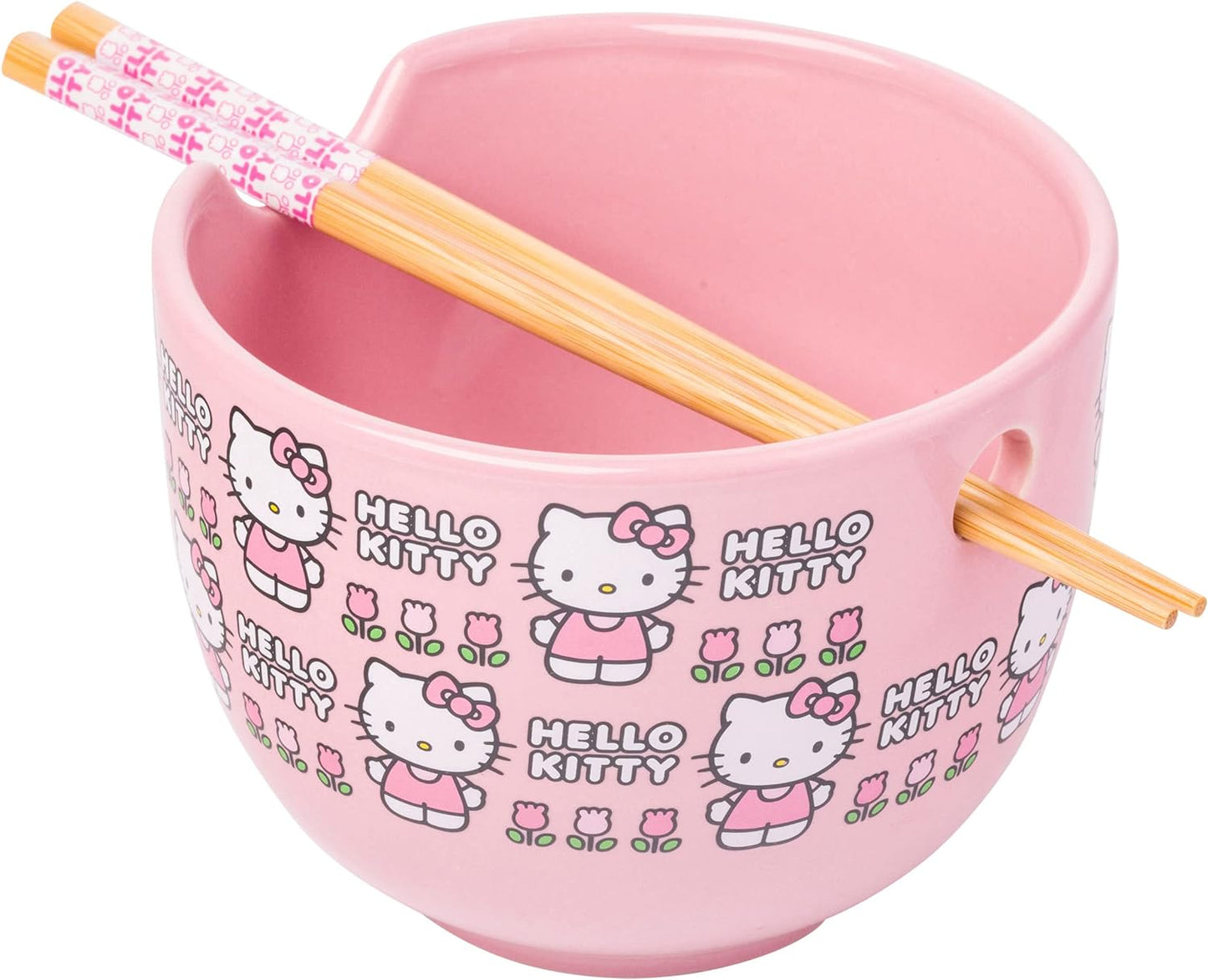 Bol à ramen en céramique Hello Kitty Flowers 20z avec baguettes