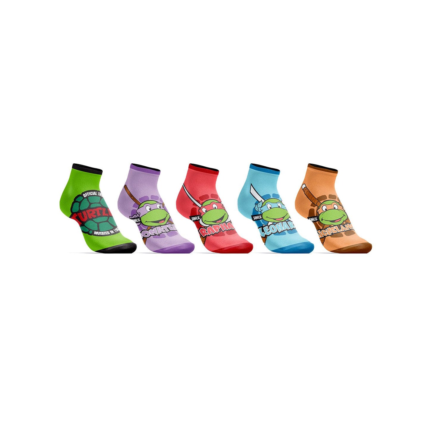 Teenage Mutant Ninja Turtles Retro Characters 5 Pack Womens Juniors Ankle Socks