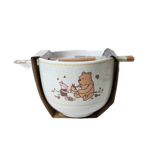 Disney Winnie the Pooh and Piglet 20oz Ceramic Ramen Bowl with Chopsticks