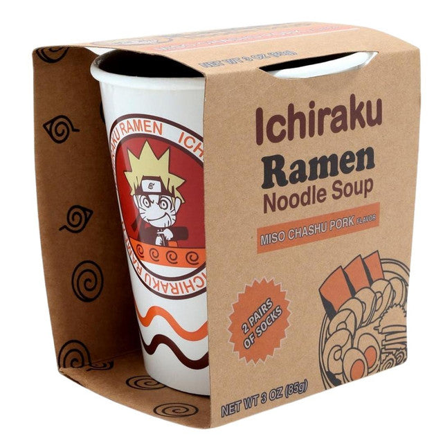 Naruto 2-Pair Pack of Crew Socks in Noodle Cup Gift Box