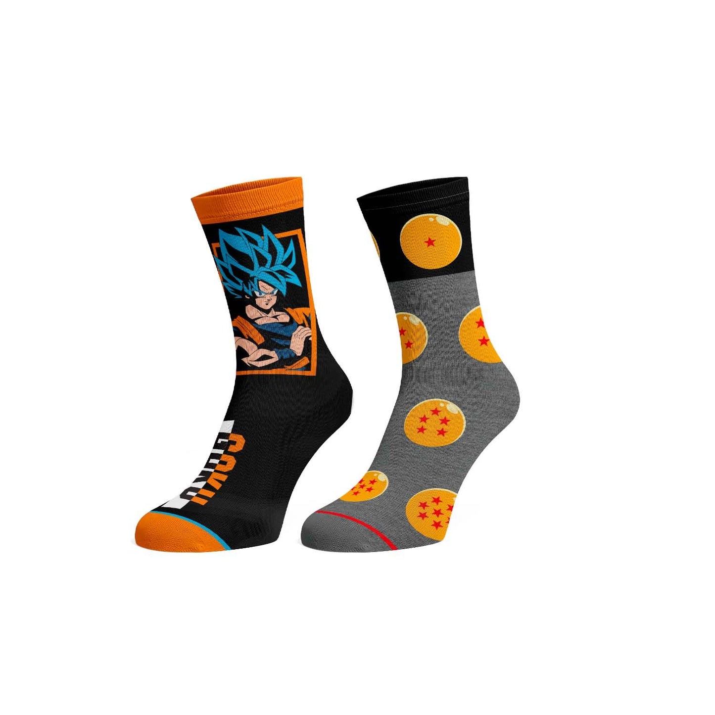 Dragon Ball Super Saiyan Goku Portrait 2 Pack Crew Socks