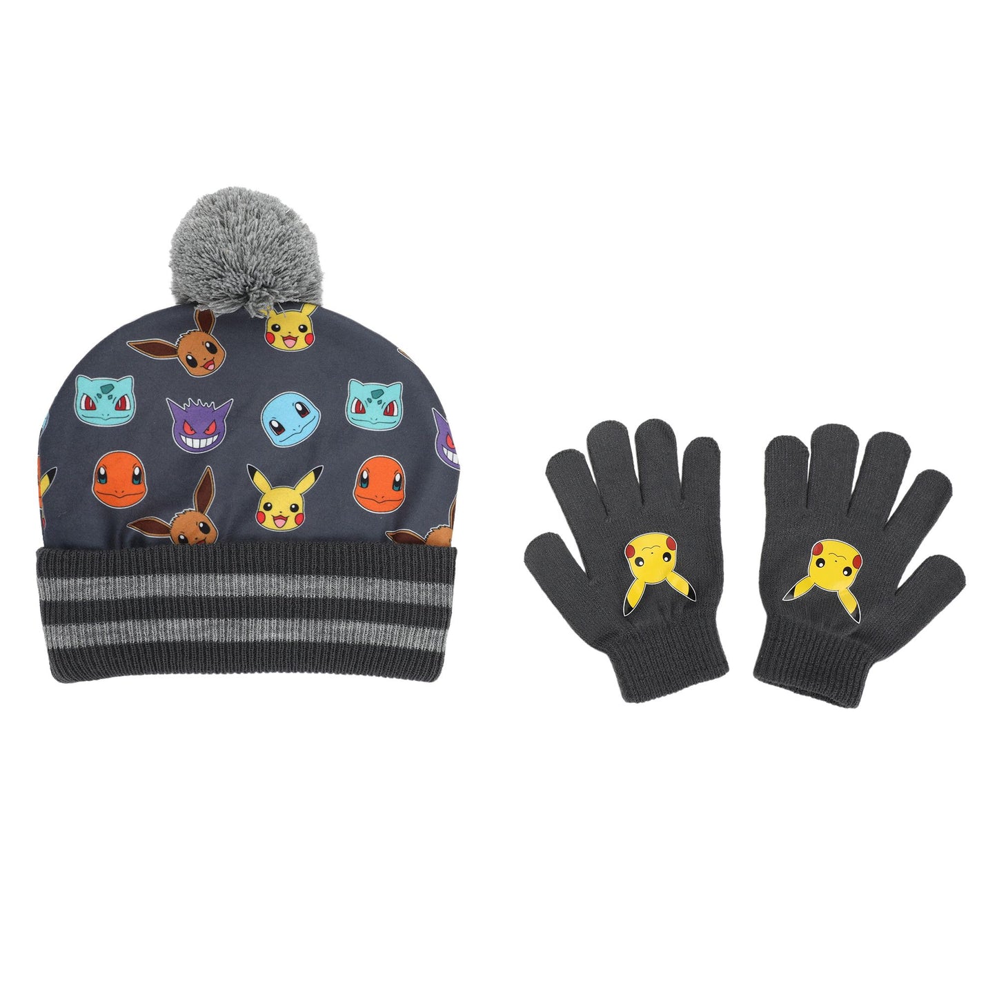 Pokemon 1st Generation Characters Youth Beanie and Glove Set Combo