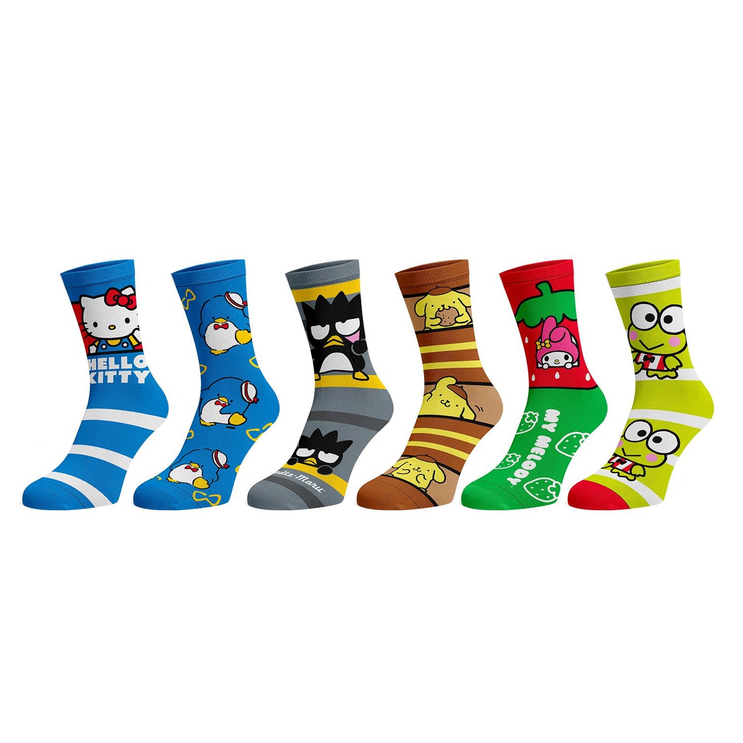 Hello Kitty and Friends Characters Patterned 6 Pack Crew Socks