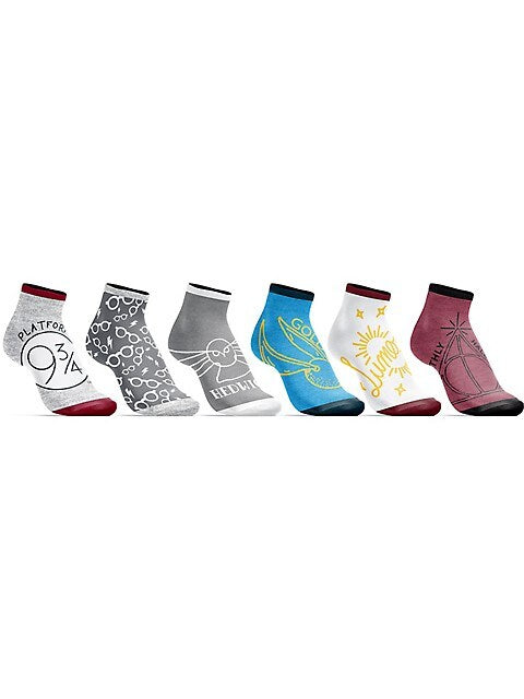 Harry Potter Wizarding World Quidditch Hogwarts 6-Pack Ankle Sock Set