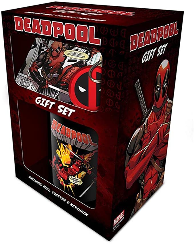Ensemble-cadeau tasse, sous-verre et porte-clés Deadpool