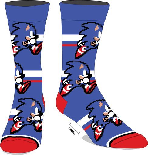 Sega Sonic the Hedgehog Pixel Art Crew Socks