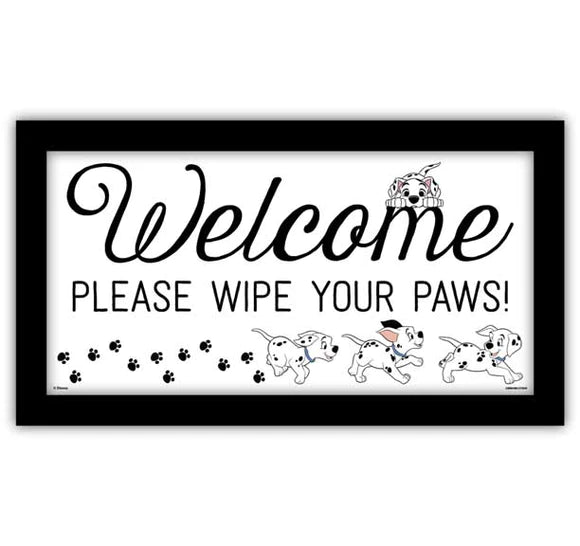 Welcome Please Wipe Your Paws Disney Dalmatians 10" x 18" Wall Art