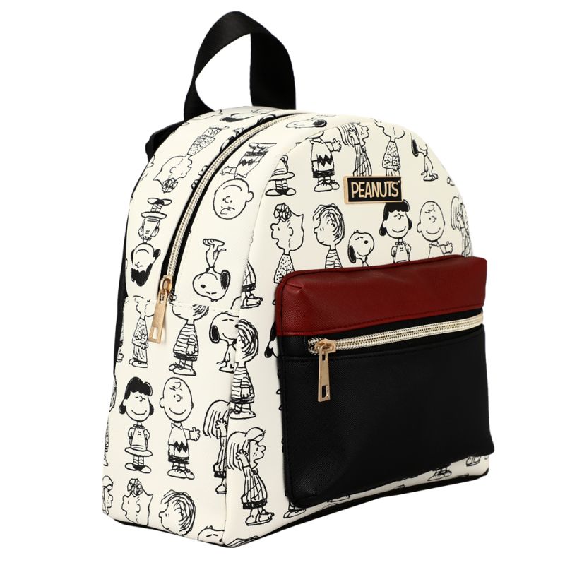 Peanuts Characters White All Over Print Mini Backpack