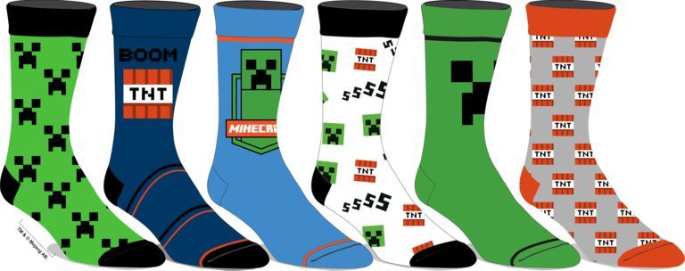 Minecraft 6-Pair Casual Crew Socks