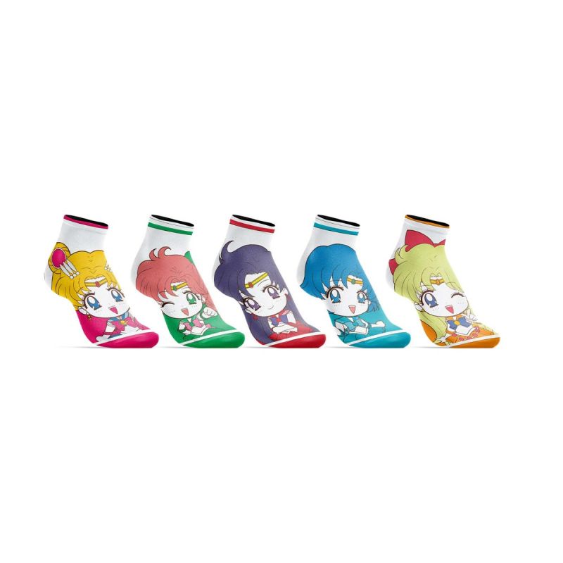 Sailor Moon Crystal Chibi Character 5-Pair Ankle Socks