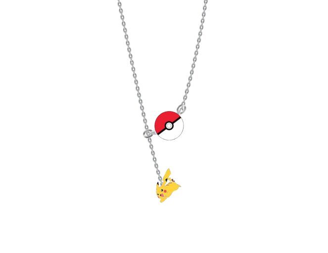 Pokemon Pikachu and Pokeball Charm Necklace